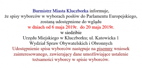 Burmistrz Miasta Kluczborka informuje